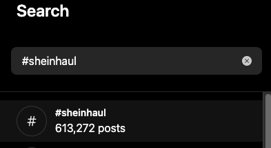 Shein Haul Hashtag on Instagram